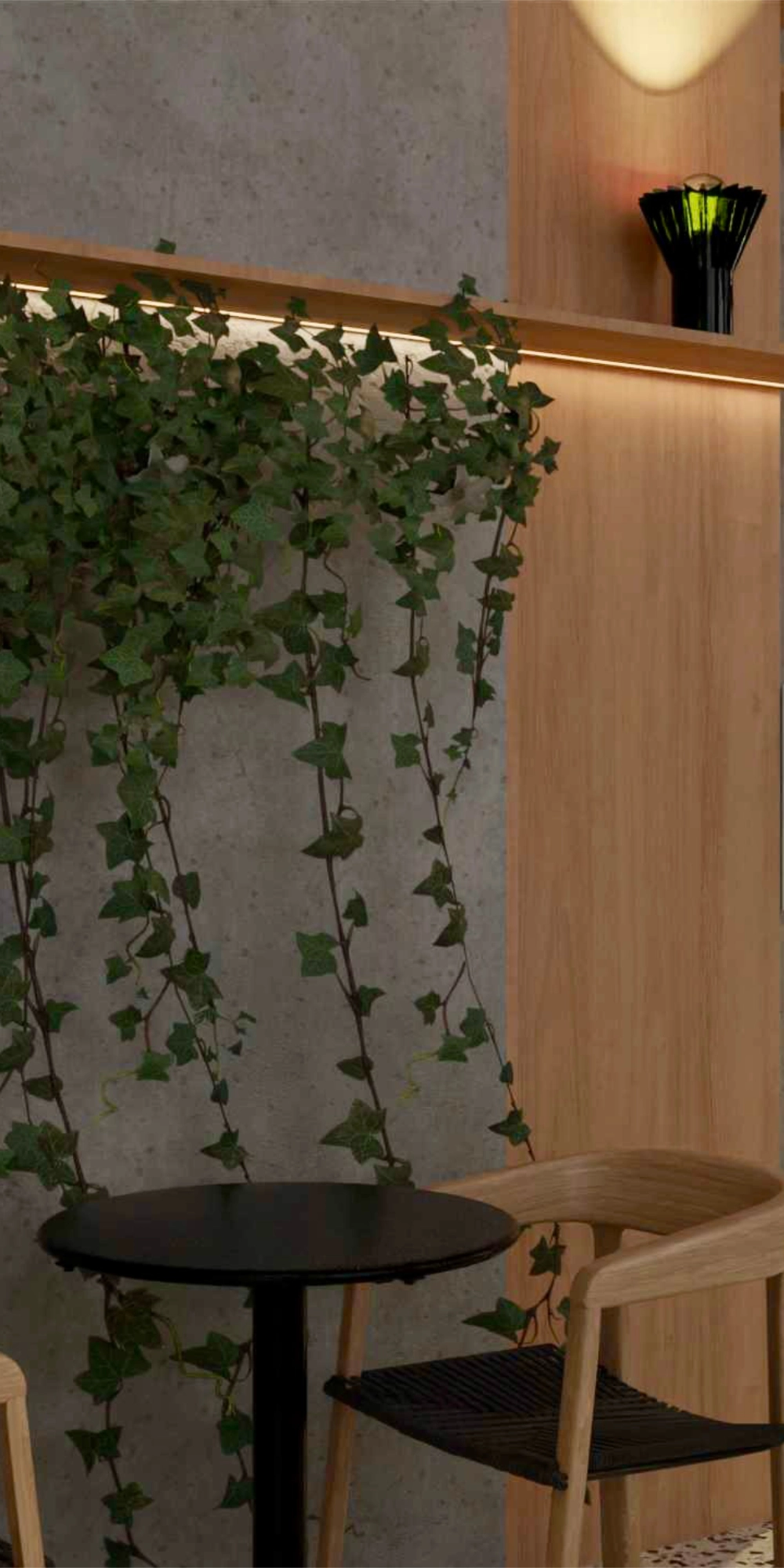 Complete interior design concept for the Nivo18 café-bar / Identity: At the summit of nature