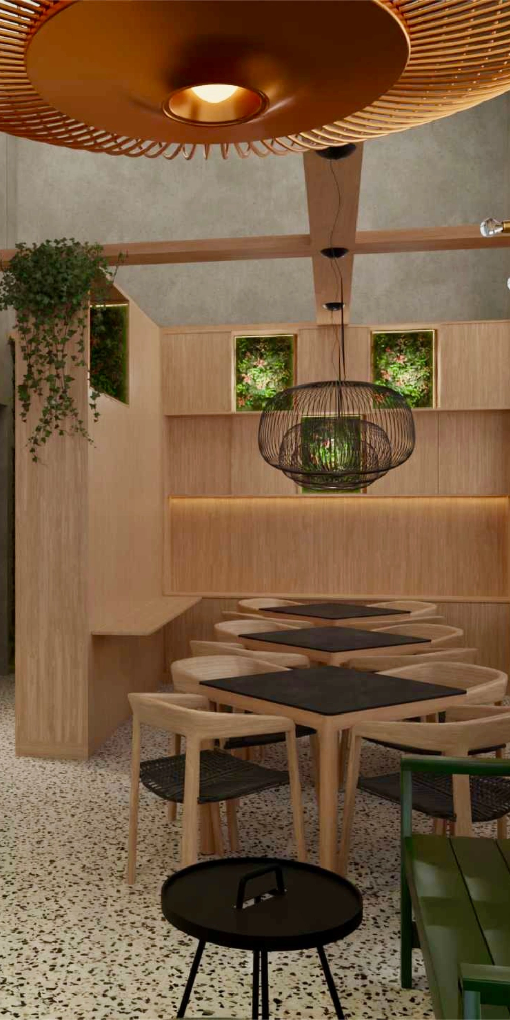 Complete interior design concept for the Nivo18 café-bar / Identity: At the summit of nature
