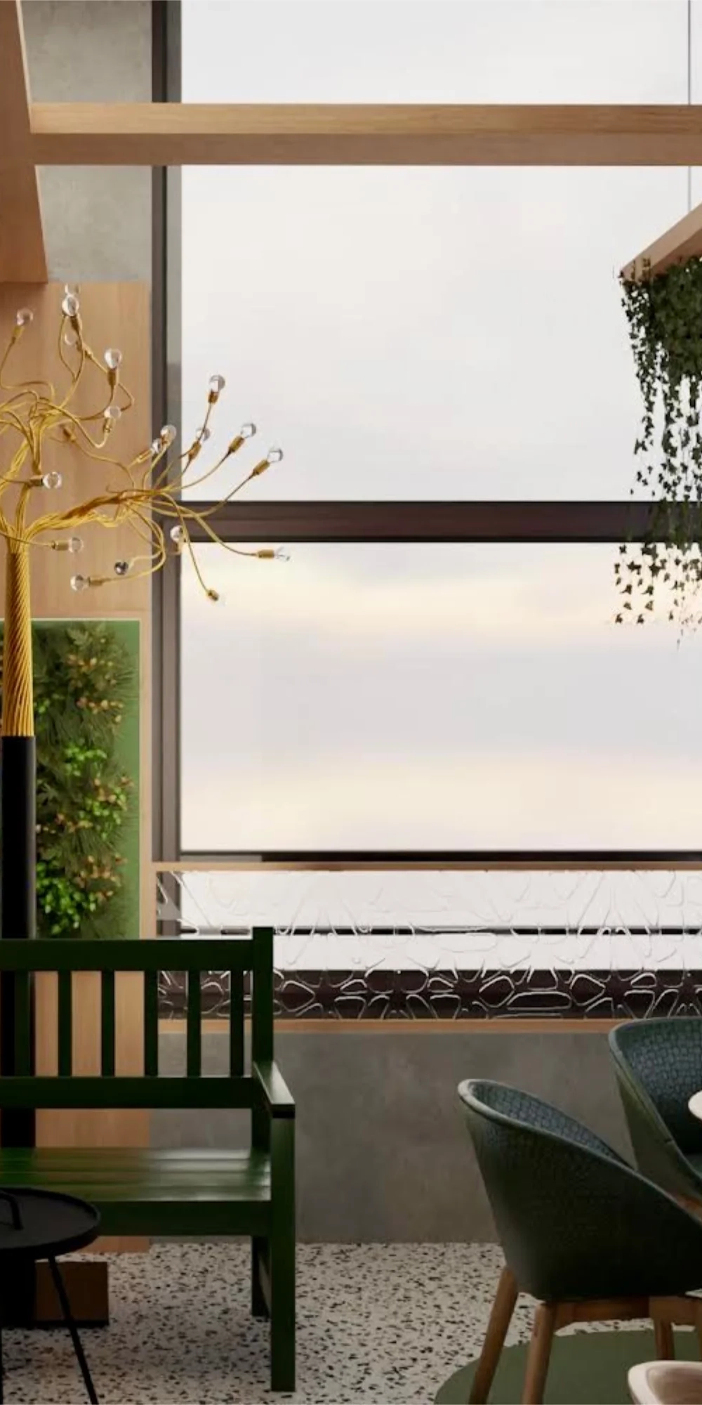 Complete interior design concept for the Nivo18 café-bar / Identity: At the summit of nature